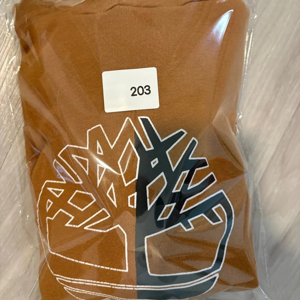 Timberland Hooded Sweatshirt Kids Brown Logo Pullover Boys Girls Size 10